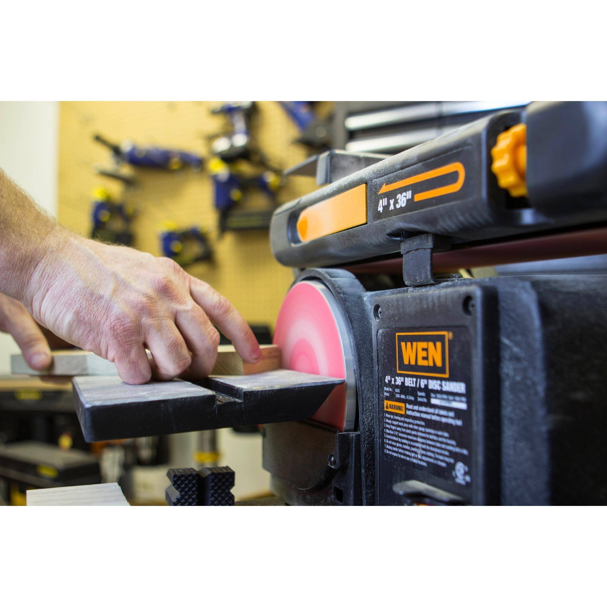 Wen 6502T 4.3-Amp 4 x 36 in. Belt and 6 in. Disc Sander with Cast Iron Base