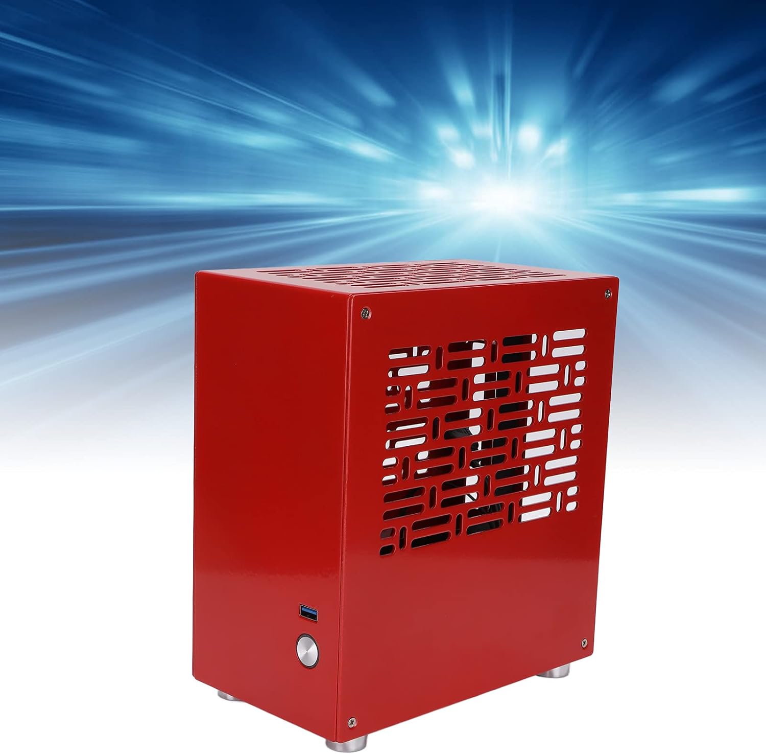 Yoidesu Computer Case, HTPC ITX Computer Gaming PC Case Mini Aluminum Computer Chassis Mini Tower Gaming Case for Game Office