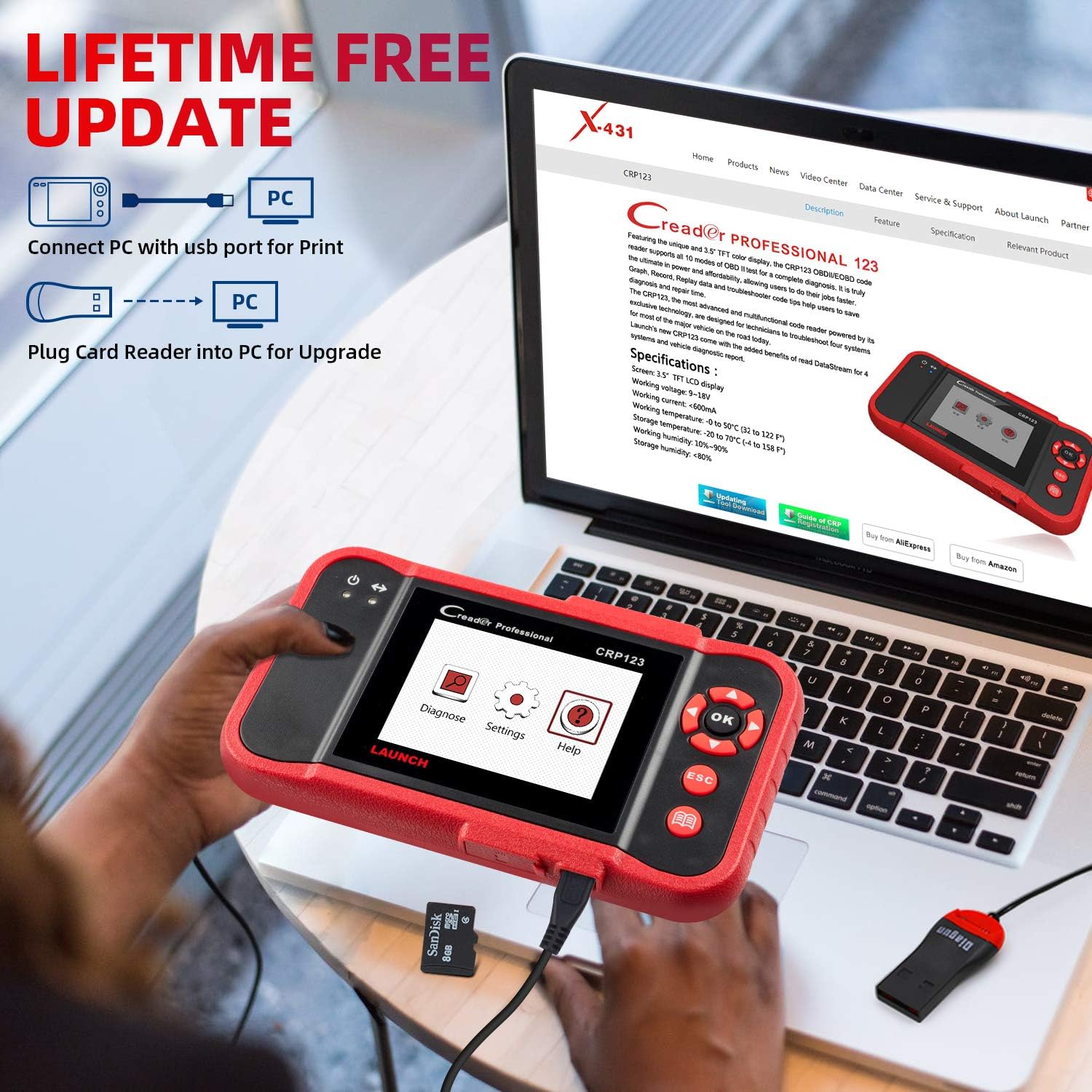 2022 Newest Elite LAUNCH CRP123 OBD2 Scanner with EL-50448 TPMS Activation Relearn Tool Automotive Diagnostic Scan Tool ENG/TCM/ABS/SRS System Code Reader