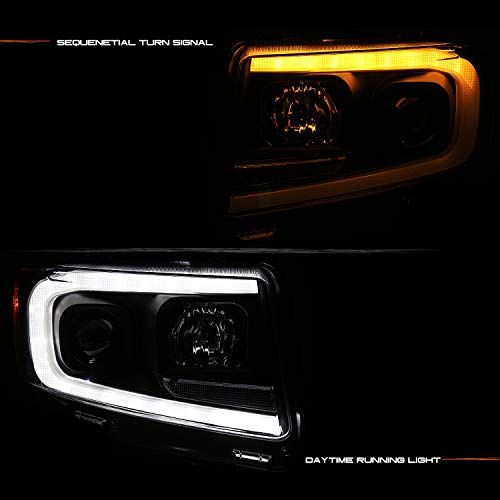 AKKON - Fits 2011 2012 2013 Jeep Grand cherokee [C Tube Bar] Sequential Turn Signal Projector Chrome Headlights Pair Left+Right
