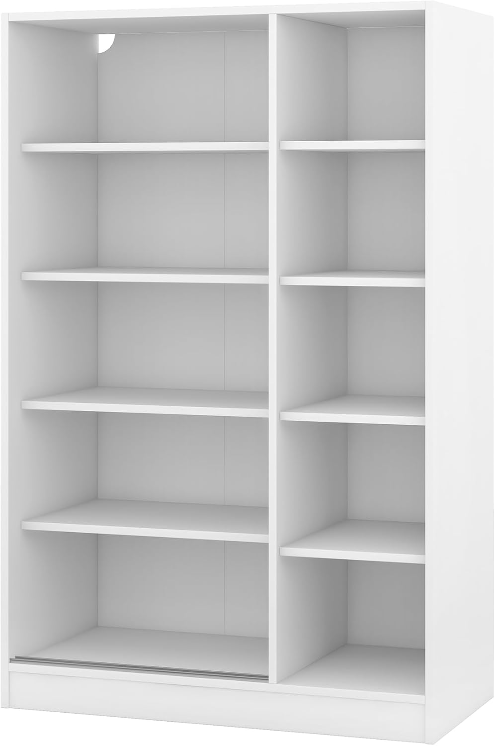 3 Doors Wardrobe Armoire Closet with Storage Shelves and Hanging Rail, Wood Shutter Bedroom Clothes Cabinet Organizer, White