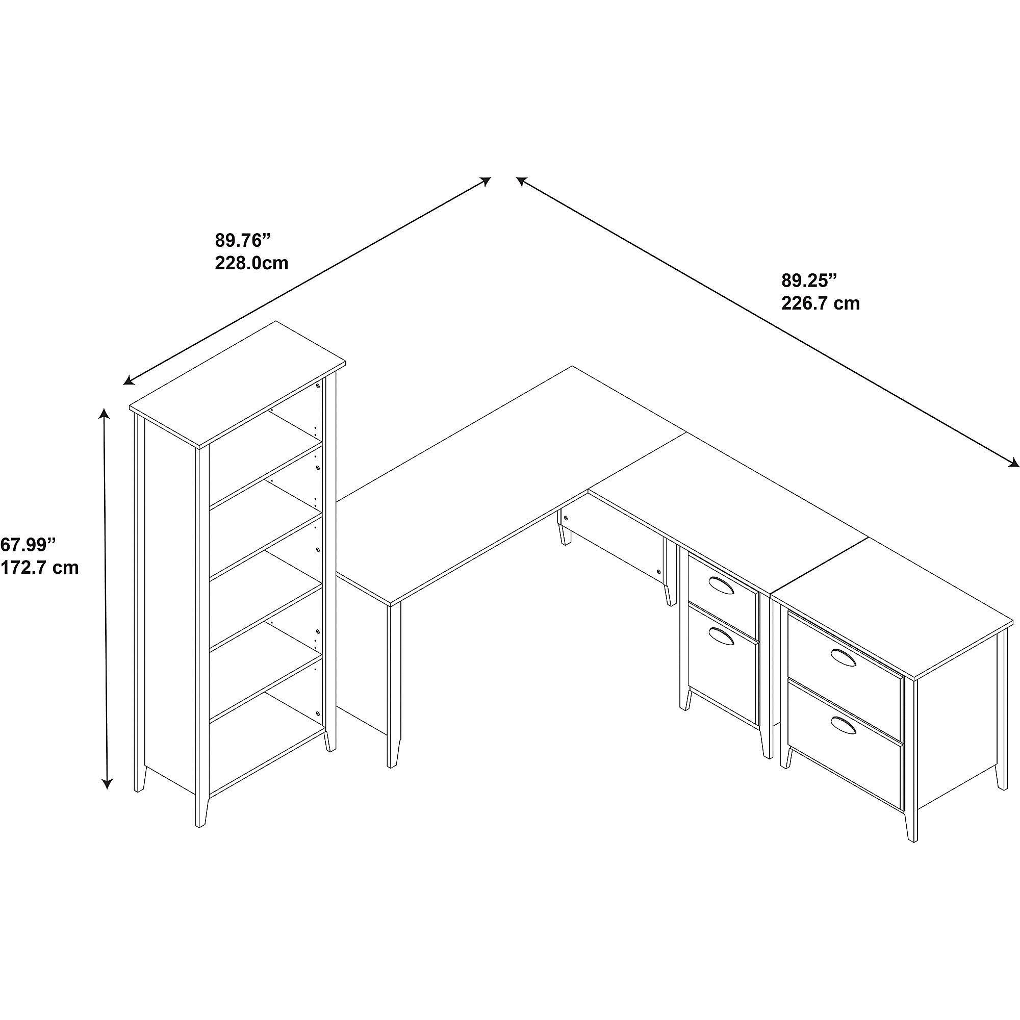 Kathy Ireland Office by Bush Furniture Connecticut 60W L Desk, Bookcase and Lateral File