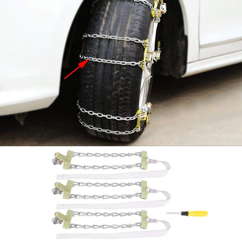 Tbest Tire Snow Chain,3pcs Tire Anti-skid Steel Chain Snow Mud Car Security Tyre Clip-on Chain for Car Car Truck S (Medium)