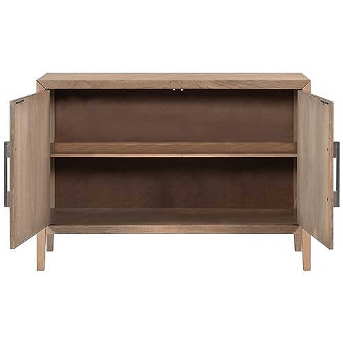 Accent Cabinets Storage Cabinet Sideboard Wooden Cabinet with 2 Metal Handles and 2 Doors for Hallway, Entryway, Living Room Primary Furniture