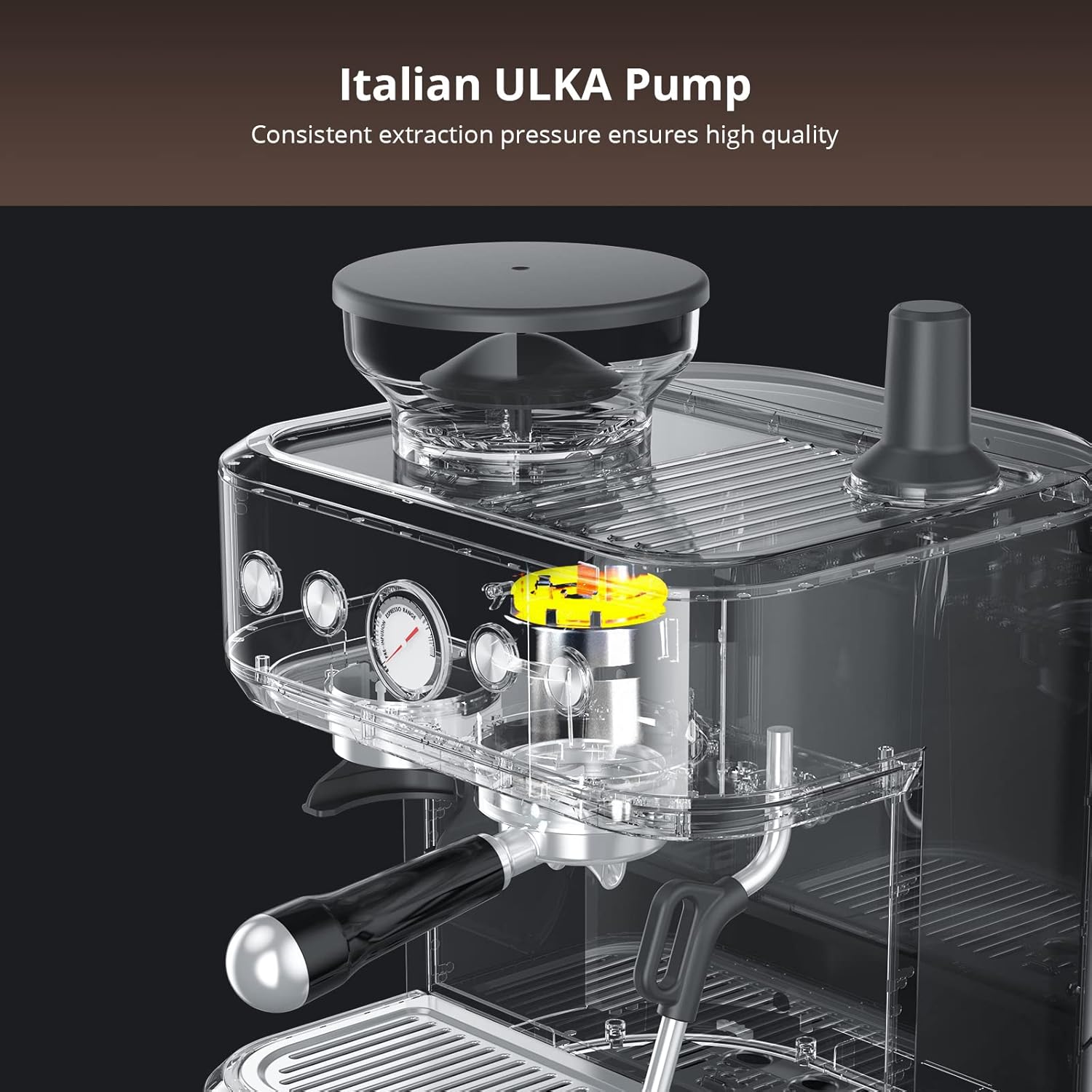 Espresso Machine with Grinder, Upgraded 15 Bar Automatic Espresso Coffee Maker with Milk Frother for Cappuccino Latte