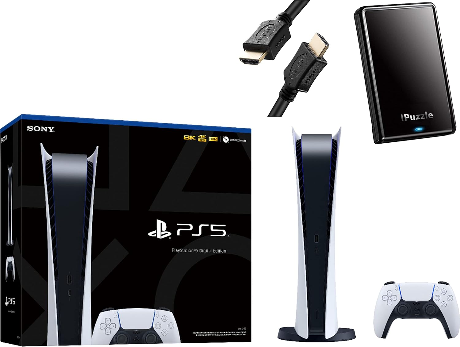 Sony PS5 Playstation 5 Digital Edition Gaming Console - x86-64-AMD Ryzen Zen 8 Cores, 16GB GDDR6, 600GB SSD, 120Hz 8K Output, HDR 4K TV Gaming, WiFi 6, BT 5.1