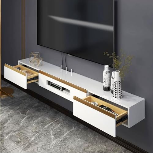 Wall Mounted TV Cabinet Wall Hanging Floating TV Stand, Wall Mounted Entertainment Center and Cabinet Shelf, TV Console with Storage, Media Console for DVD Player, Space-Saving Under TV Shelf for Bedr