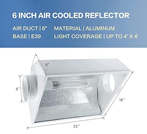 iPower Horticulture 400W HPS Grow Light Kit, 6" Hydroponics Air Cooled Reflector, Digital Dimmable Electronic Ballast, High Pressure Sodium Bulb, Plug-in Mechanical Timer
