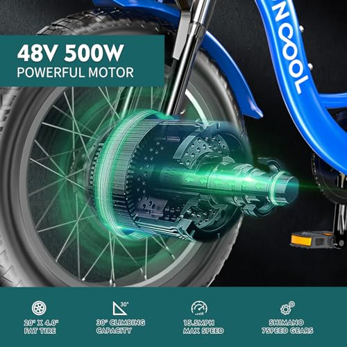 Electric Tricycle for Adults, 20" x 4" Fat Tire Electric Trike, 48V 500W Motorized Electric Bicycle Bikes, 3 Wheels 7 Speed Ebike with Removable Battery, Aluminum Frame & Large Basket