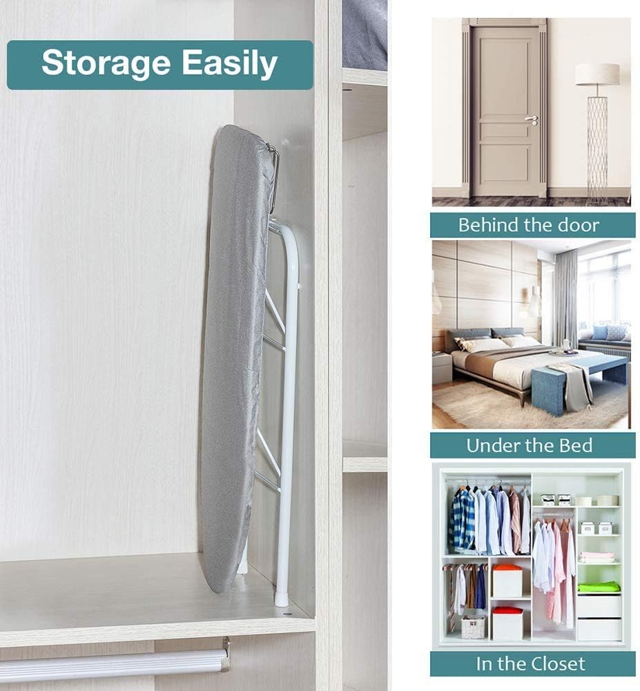 STORAGE MANIAC Tabletop Ironing Board with Iron Rest, All-Iron Frame & Silver Metallic Cover for Faster Ironing Pack of 2