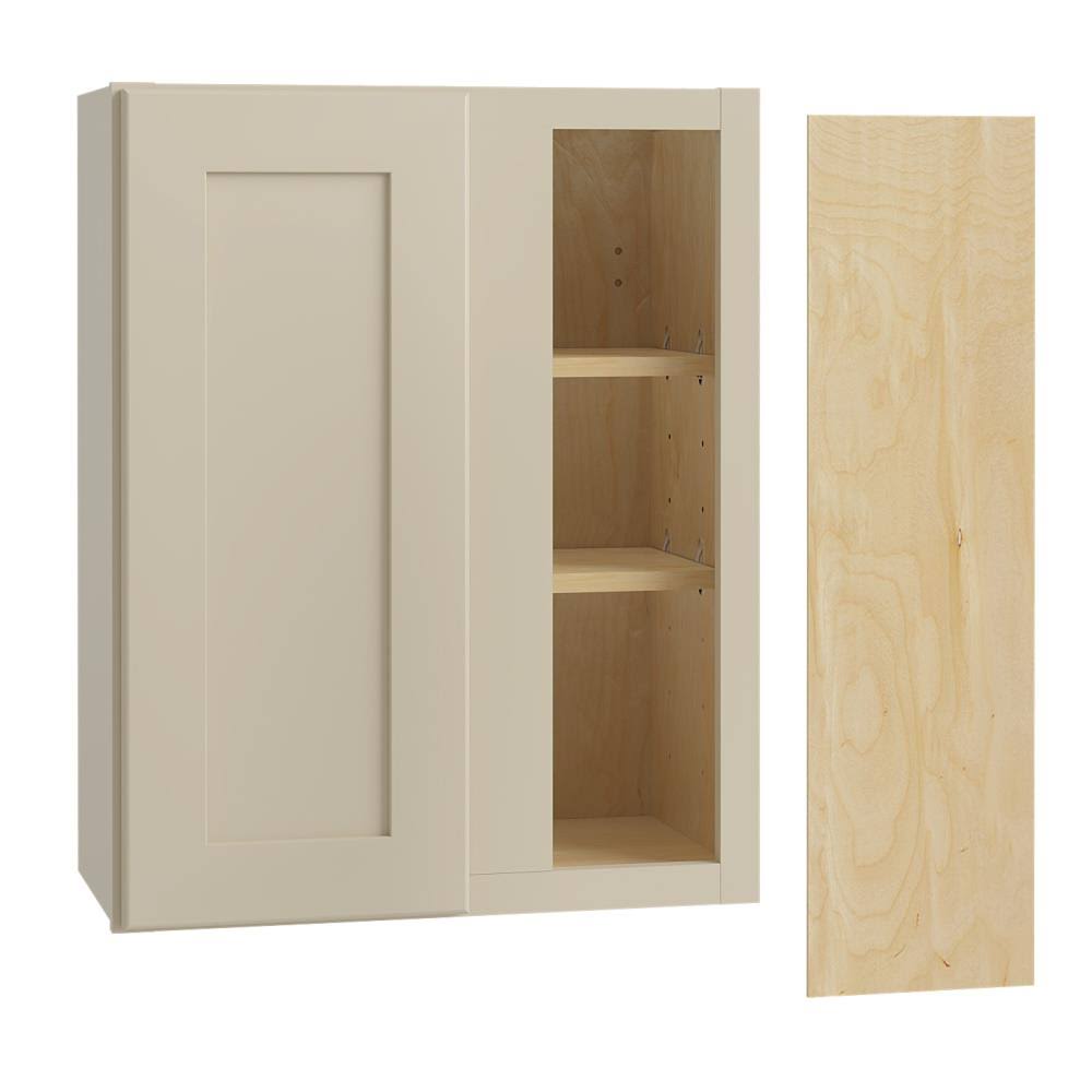 Home Decorators Collection Nashville Cream Painted Plywood Shaker Stock Assembled Corner Kitchen Cabinet Soft Close Right 24 in.