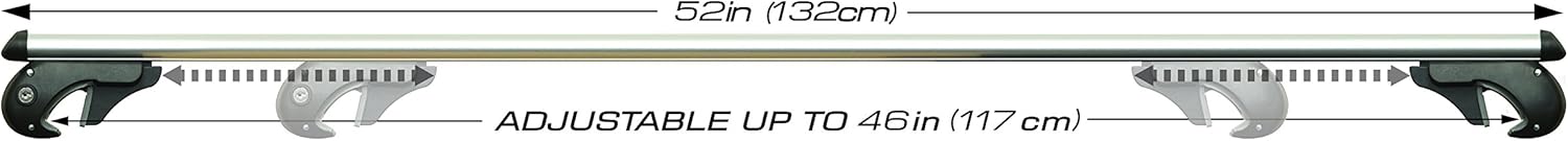 CargoLoc 2-Piece 52" Aluminum Roof Top Cross Bar Set – Fits Maximum 46” Span Across Existing Raised Side Rails with Gap – Features Keyed Locking Mechanism, Silver Pack of 2