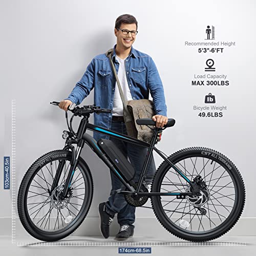 TotGuard Electric Bike, 27.5" Electric Bike for Adults 500W Ebike 21.6MPH Adult Electric Bicycles Electric Mountain Bike,48V 499WH Removable Lithium Battery,21-Speed Gears,Lockable Suspension Fork