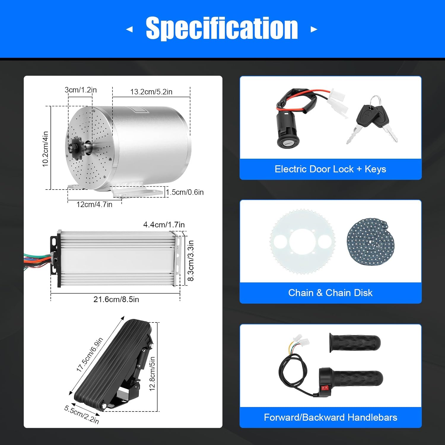 Brushless Motor Kit with Controller and Throttle 48-72V 3000W 6000RPM High Speed Motor Go Kart Electric Brushless Motor Kit for Electric Scooter E Bike Engine Motorcycle DIY Part Conversion Kit