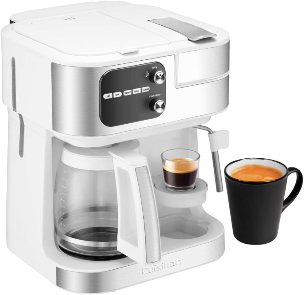 CUISINART Coffee Maker Barista System, Coffee Center 4-In-1 Coffee Machine, Single-Serve Coffee, Espresso & Nespresso Capsule Compatible, 12-Cup Carafe, White, SS-4N1W
