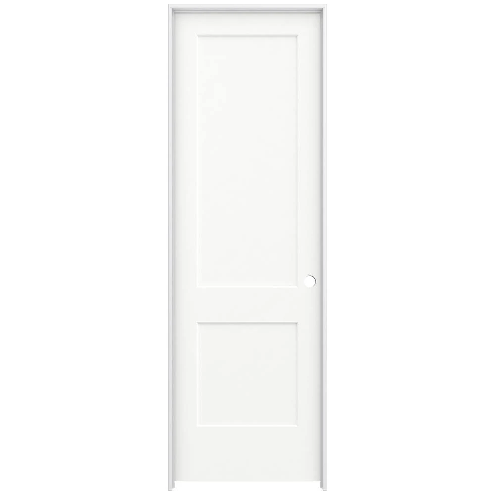 JELD-WEN 32 in. x 96 in. Monroe White Painted Left-Hand Smooth Solid Core Molded Composite MDF Single Prehung Interior Door