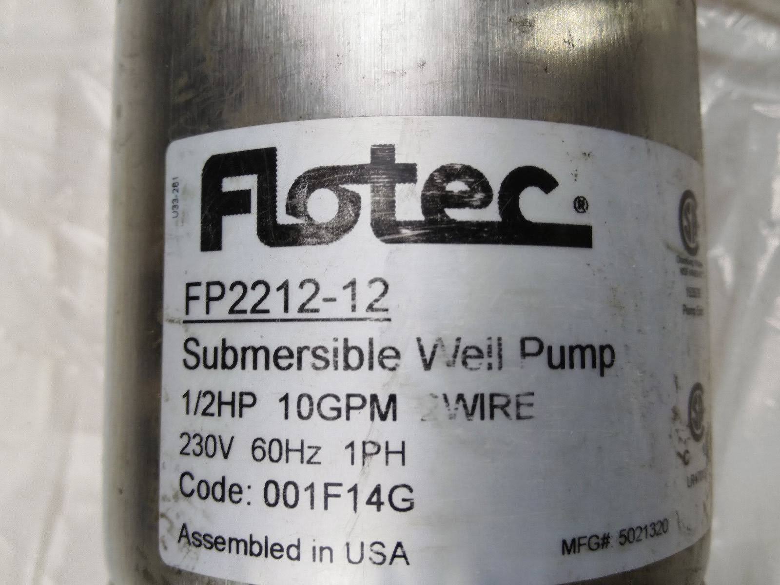 Flotec Fp2212 1/2 HP Submersible 2-Wire Well Pump