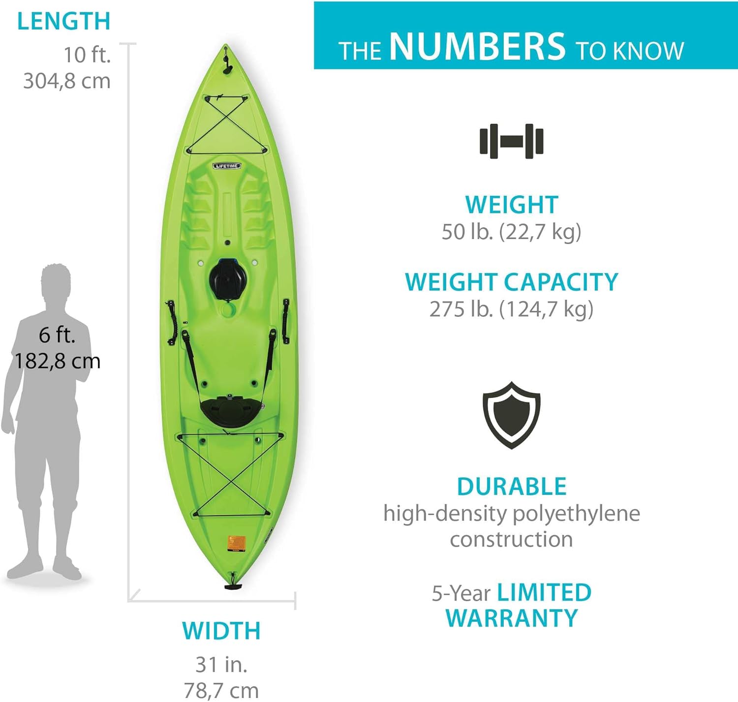 Lifetime Tioga Sit-On-Top Kayak with Paddle, Lime, 120"