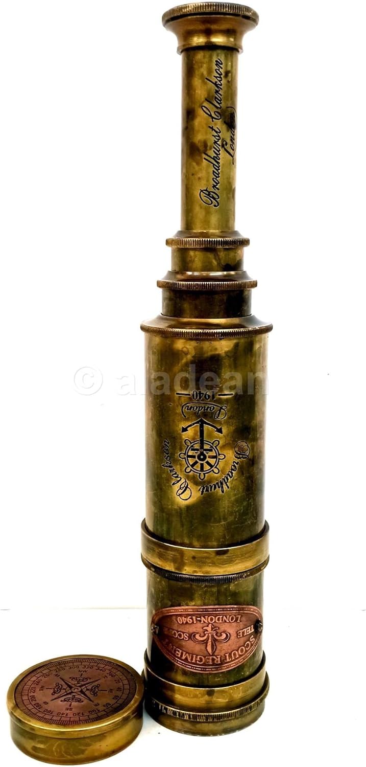 Scout Regiment Brass Telescope 19 London 1940 Broadhurt Clarkson Antique Replica Spyglass Scope High Resolution DF Lens Brilliant Magnification