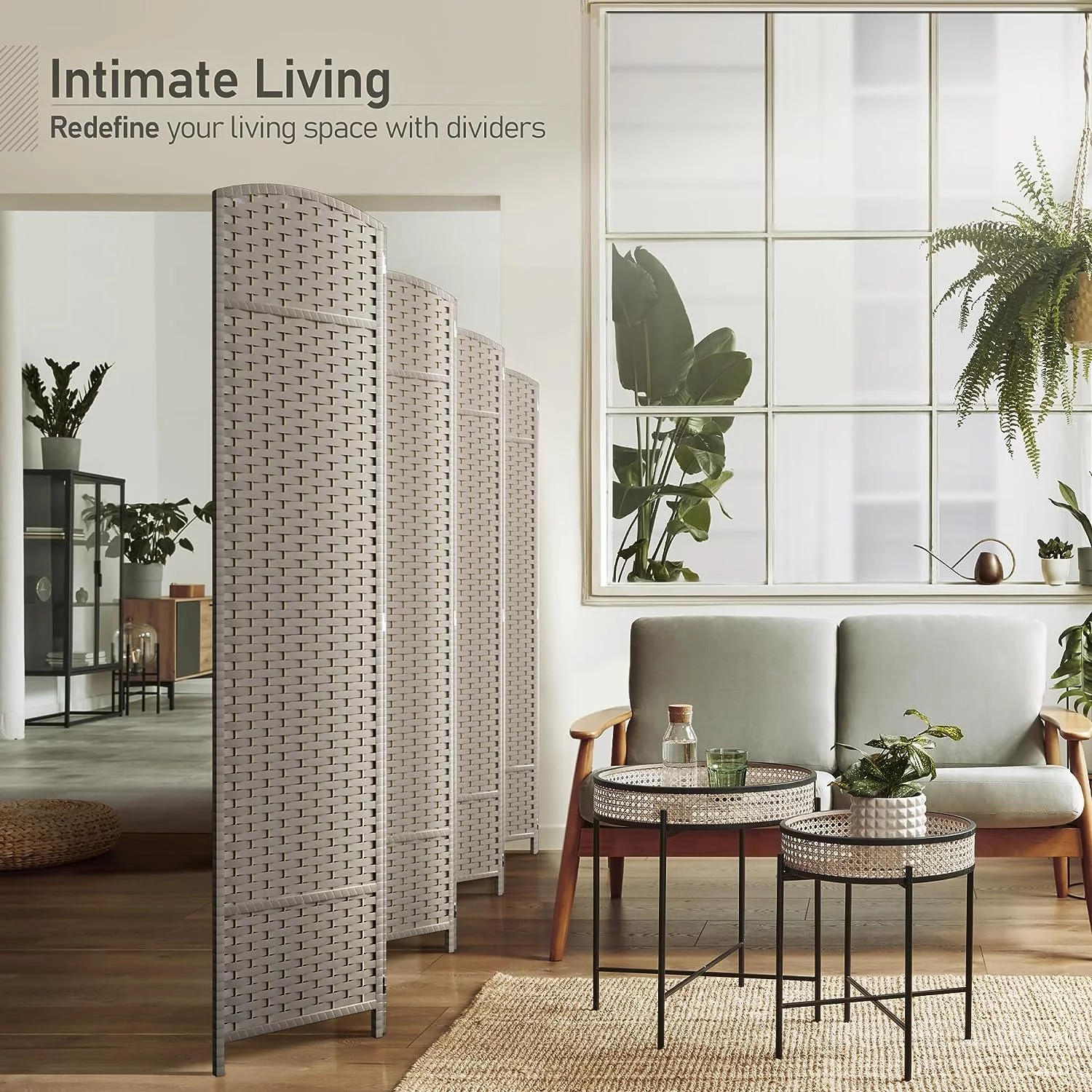 Room Divider Privacy Screen, 6 ft. Tall Extra Wide Foldable Panel Partition Wall Divider, Double Hinged Room and Folding Privacy Screens Beige