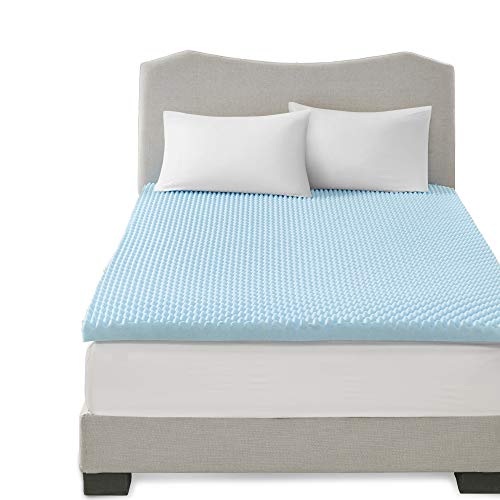 Sleep Philosophy Gel Infused Memory Foam Mattress Topper Luxurious, All Season Enhanced Bed Support, Cal King, 3" Thick, without Cover Blue