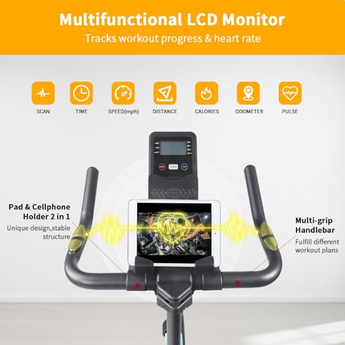IFAST Stationary Bikes for Home Indoor Exercise Bike with LCD Monitor and Comfortable Seat Cushion for Home Gym Cardio Fitness Training