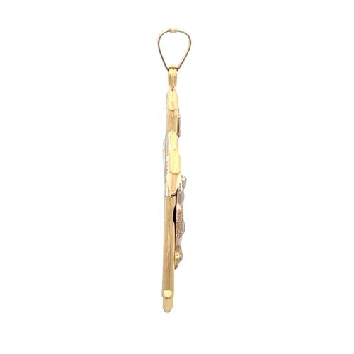 RP 14k Two Tone Gold Saint Benedict INRI Crucifix Cross Reversible Pendant Patron St. Benedict Fine Religious Jewelry for Him & Her