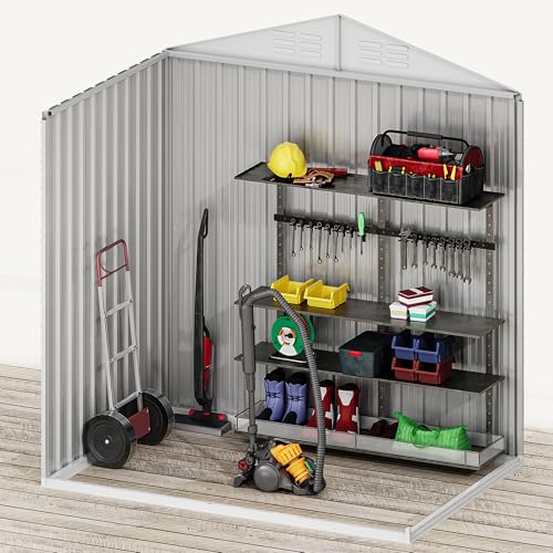 DWVO 10x8 FT Outdoor Storage Shed - Spacious Garden Tool Shed with Lockable Door - Durable Metal Yard Shed for Garden, Patio, and Backyard (Dark Gray)
