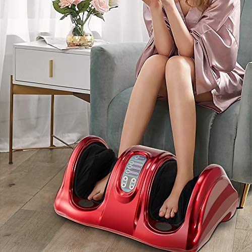 WELLHUT Foot Massager Machine Shiatsu Foot and Calf Massager for Ankle, Calf Leg Arm, Shiatsu Kneading Rolling, Feet Massager Machine, Gifts for Men and Women, Burgundy