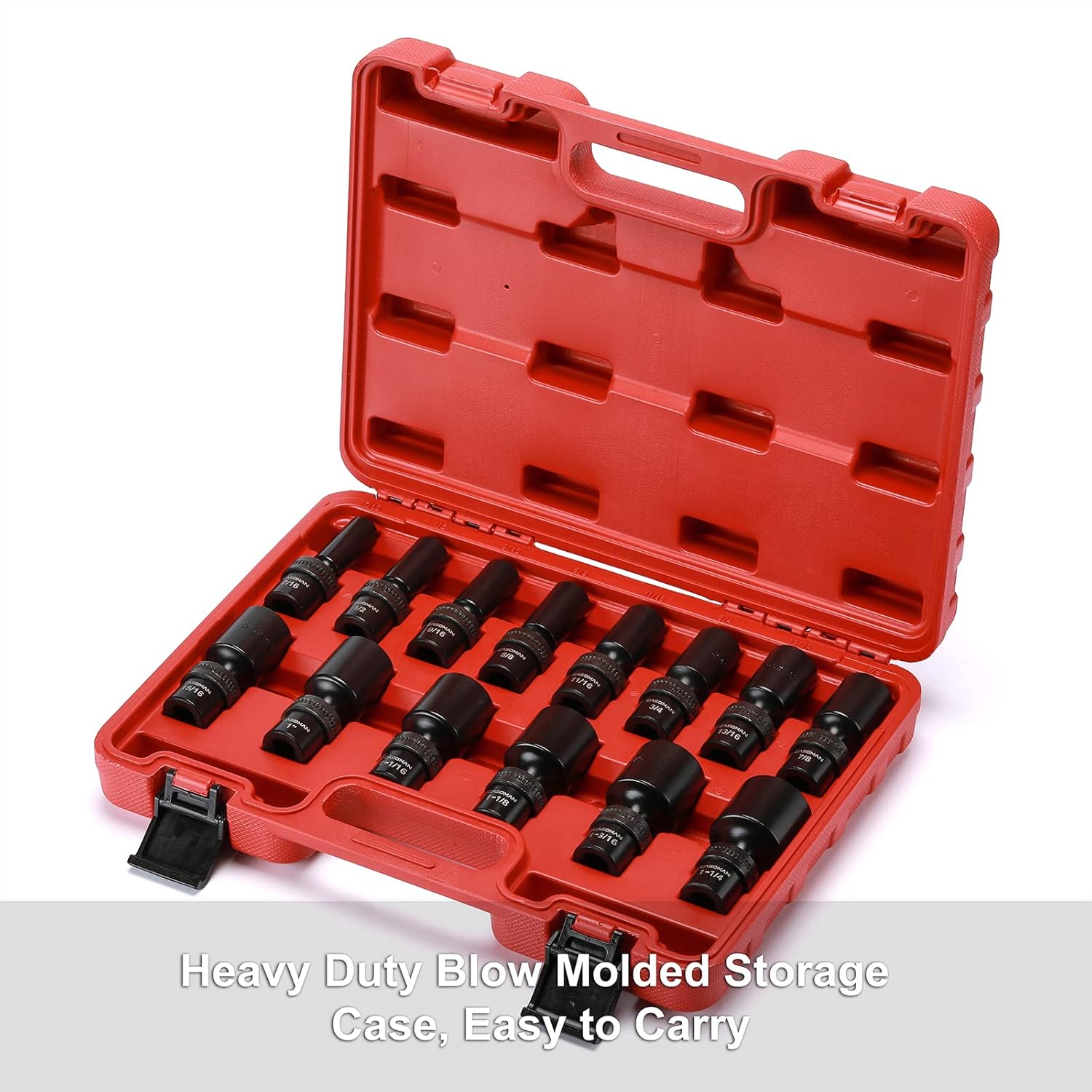 CASOMAN 15 PCS 3/8" Drive Shallow Universal Impact Socket Set, 6 Point, Metric,8-22mm