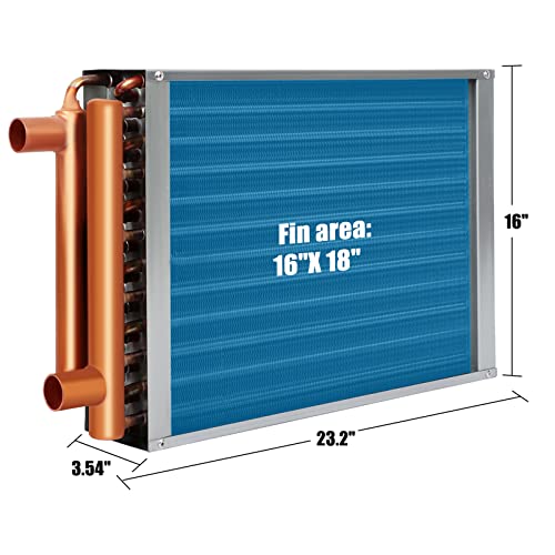 12 x 15 Heat Exchanger Water To Air, Copper Ports for Outdoor Wood Furnaces, Residential Heating and Cooling, and Forced Air Heating