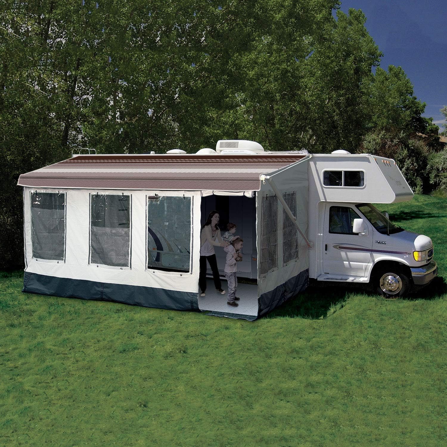 CAREFREE Buena Vista+ RV Awning Room Fits 16'-17' RV Awnings,Gray with Dark Gray Trim,211600A