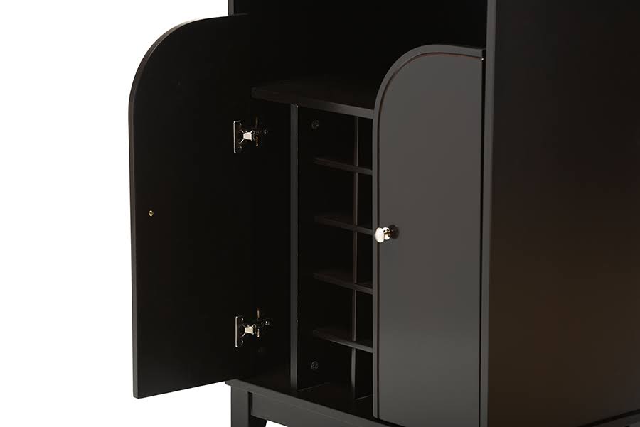 Baxton Studio Easton Modern and Contemporary Wood Dry Bar and Wine Cabinet, Dark Brown