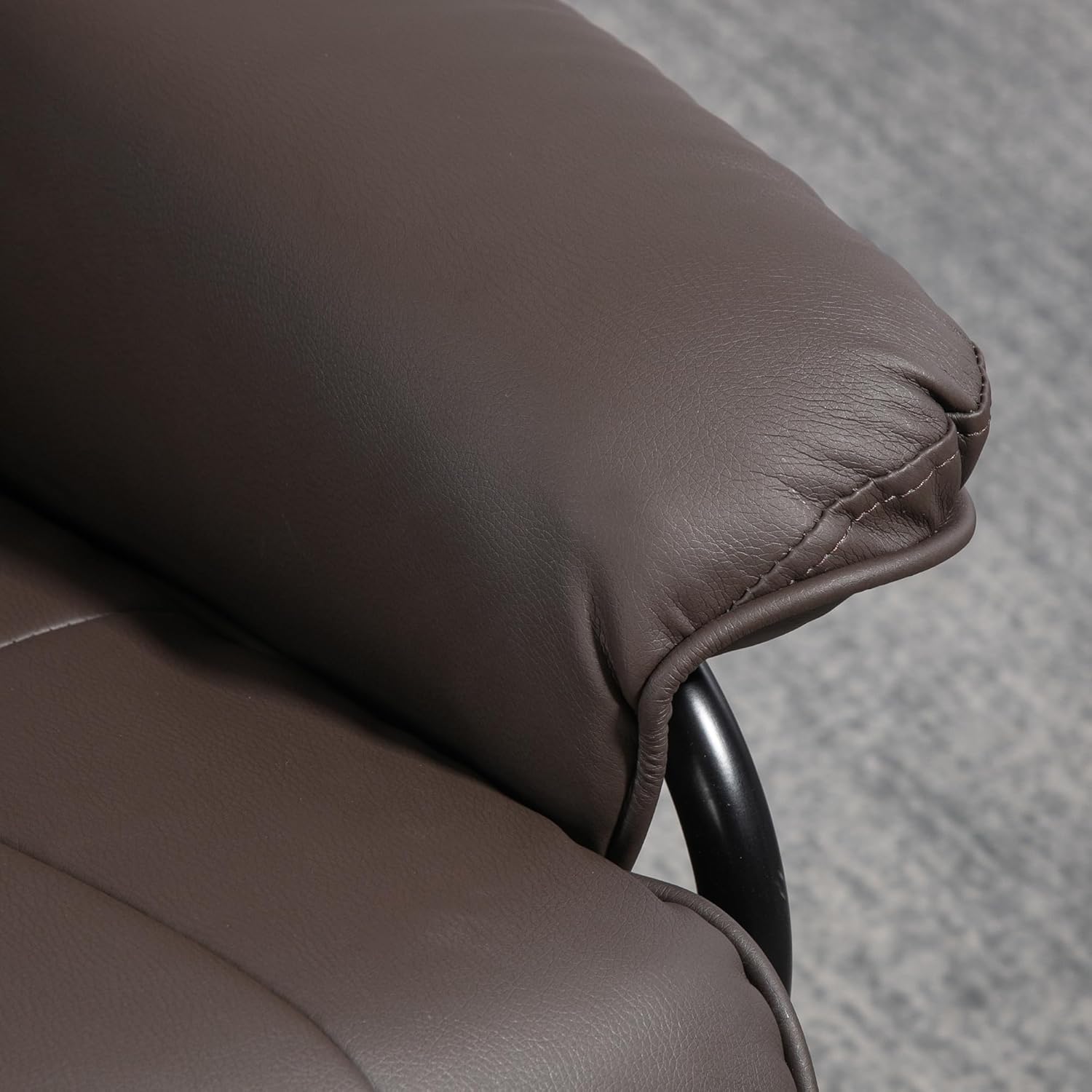 HOMCOM Manual Swivel Recliner Chair, PU Leather Reclining Chair with Footrest for Living Room, Brown