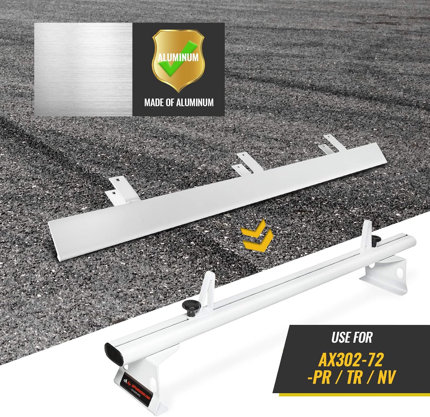 AA-Racks Aluminum 69" Ladder Rack Wind Deflector,Van Rack Accessory for Model AX302 Series White