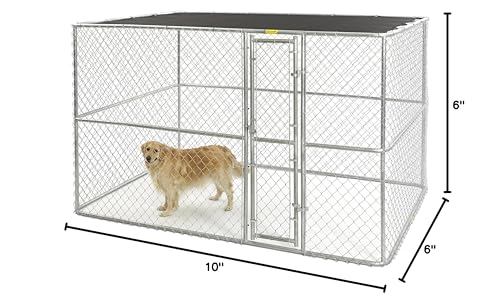 MidWest Homes For Pets Chain Link Portable Kennel with a Sunscreen, 6 by 4 by 4-Feet
