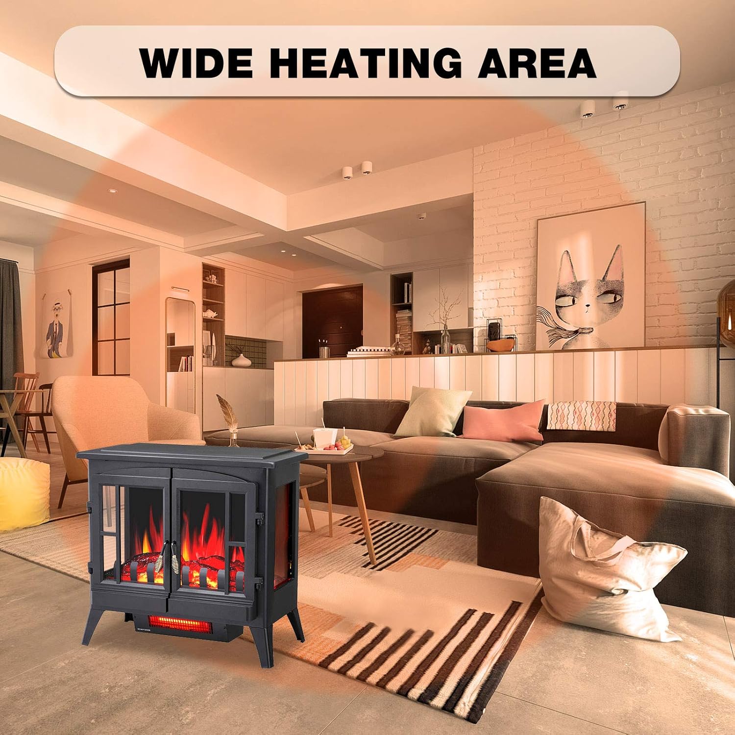 Antarctic Star 3D Infrared Electric Fireplace Stove, Freestanding Fireplace Heater Adjustable Brightness,Portable,Thermostat,Overheating Protection,ETL Certified,1000W/1500W(23) Inch