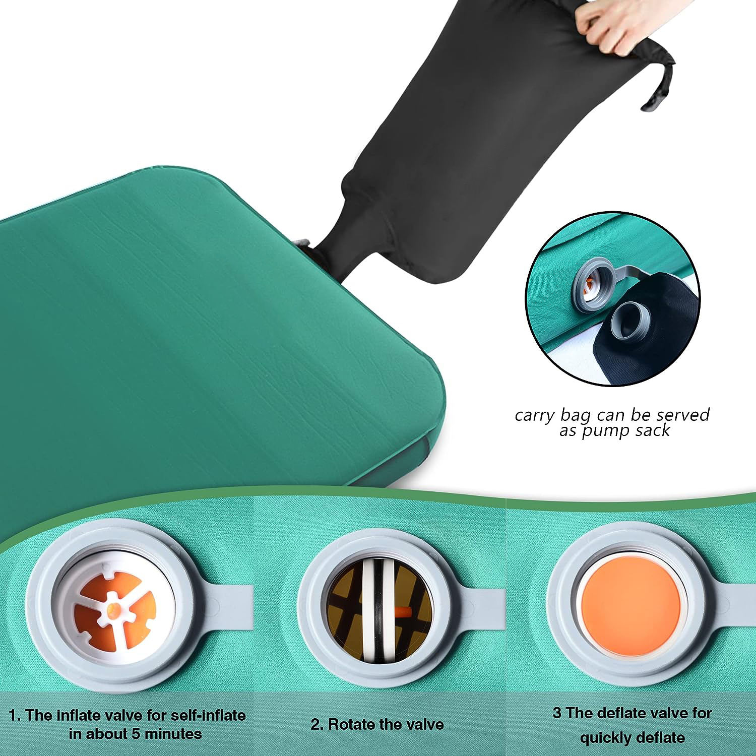 4 Inch Self Inflating Camping Mat, Foldable Outdoor Large 80" x 30" Thick Memory Foam Pad Portable Camping Mattress for Tent, Car Hiking