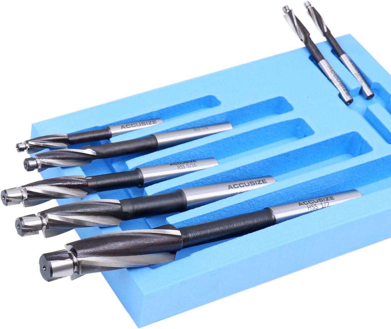 Accusize Industrial Tools H.S.S. Solid Cap Screw Counterbore Set, 3 Flute, Straight Shank, 7 Pc, 508S-0007