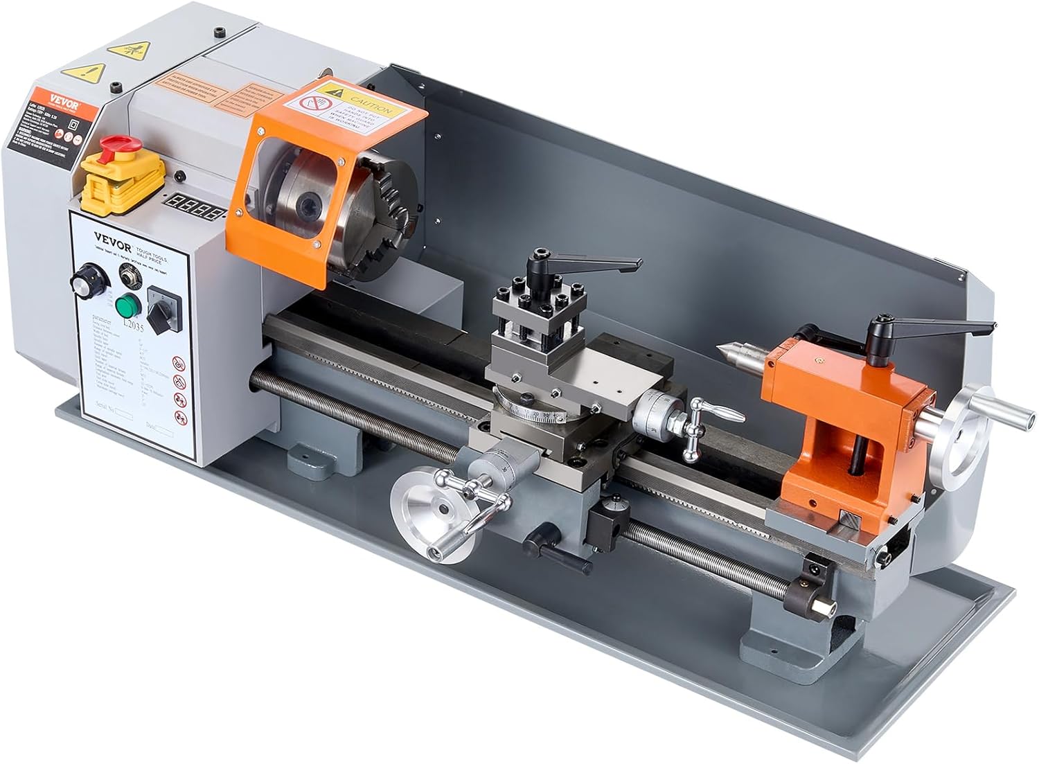 VEVOR Metal Lathe Machine, 7.87'' x 13.78'', Precision Benchtop Power Metal Lathe, 50-2500 RPM Continuously Variable Speed, 500W Brush Motor Metal Gears, with Tool Box for Processing Precision Parts