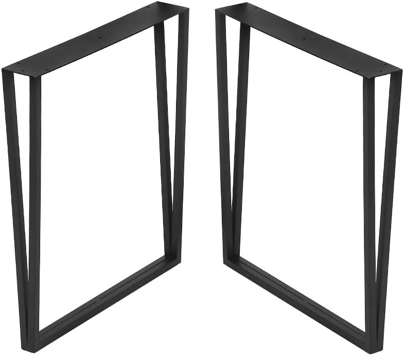 Metal Table Legs Cast Iron Dining Table Legs,28�� Height 24�� Wide Black Desk Legs,Rustic Heavy Duty DIY Furniture Legs,Industrial Bench Legs,Square Tube Coffee Table Legs 2 PCS