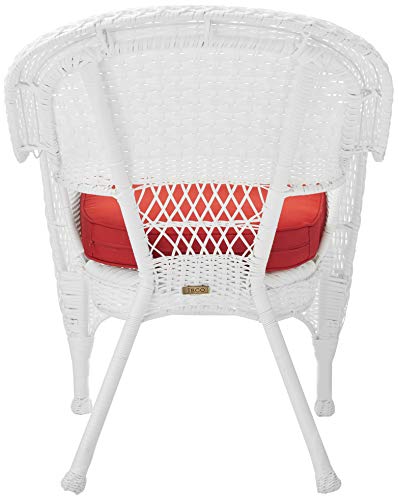 Jeco Wicker Chair with Red Cushion, Set of 2, Espresso/W00208-