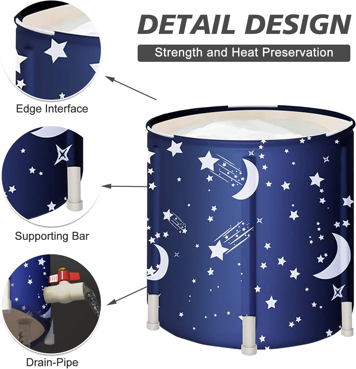 Portable Bathtub for adults, DAILYLIFE Japanese Soaking Bath Tub for Shower Stall, Foldable Bathtub with Thermal Foam, Freestanding, Folding & Soaking Spa Bath Tub with Pillow for Small Space(Dolphin)