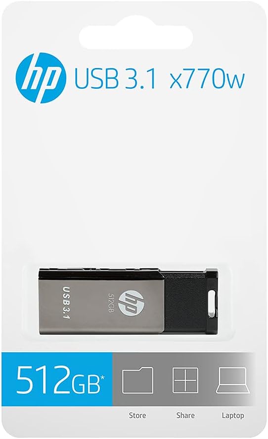 HP 512GB x770w USB 3.1 Flash Drive - 400MB/s Pack of 2