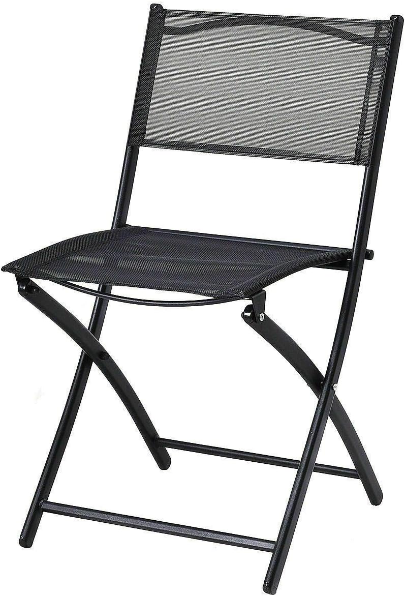 Bistro Set 3 Pcs. Round Table Tempered Glass Folding Chairs Sturdy Durable, Garden Backyard Patio Outdoor Furniture