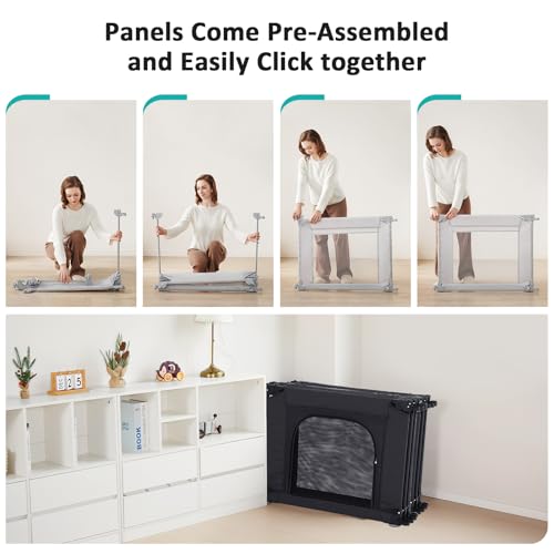 Doradotey Baby Playpen, Shape &Size Adjustable Large Baby Playard for Babies and Toddlers, Foldable Playpen Baby Fence Indoors Play Center Yards, Breathable Mesh Anti-Fall Play Pen 79x71, Black