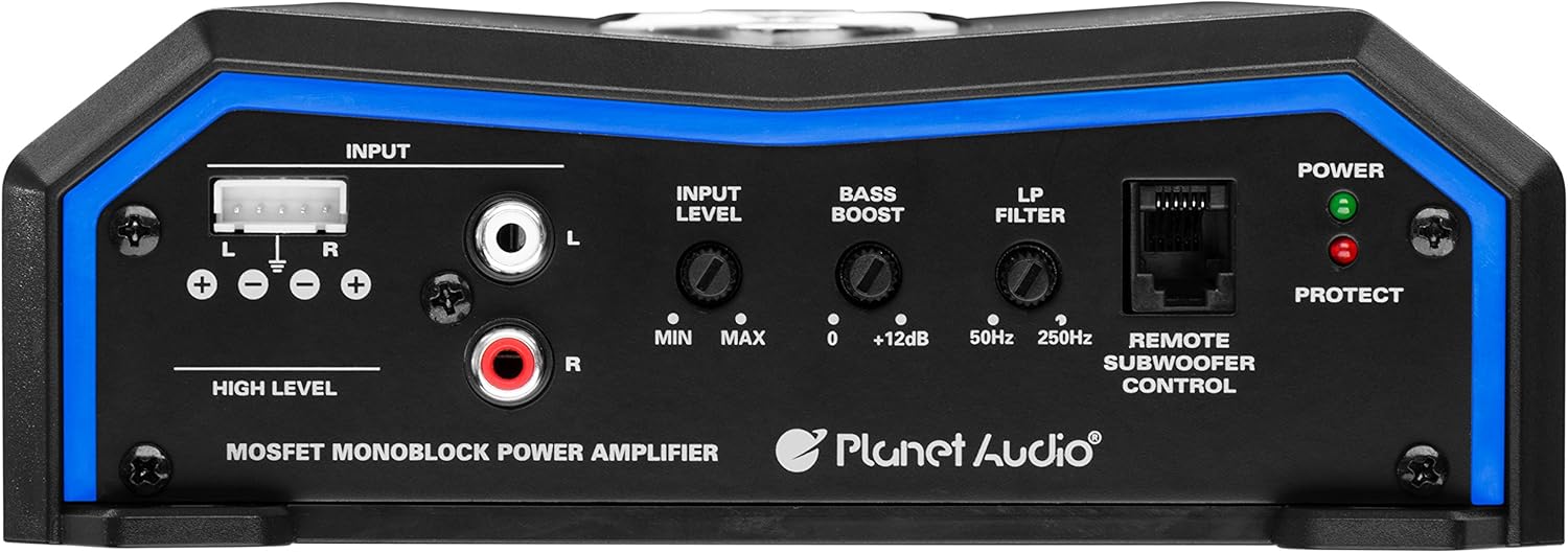 Planet Audio PL2000.1M Monoblock Car Amplifier - 2000 Watts, 2/4 Ohm Stable, Class A/B, Mosfet Power Supply, Great for Subwoofers