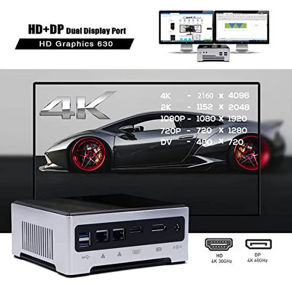 WEIDIAN Mini Desktop PC Hexa Core i7 9750H Windows 11 Mini Computer 16GB DDR4 512GB SSD Double Display 4K 60Hz Gigabit Ethernet HD DP M.2 Wi-Fi BT 4.2 Mini Business Office PC