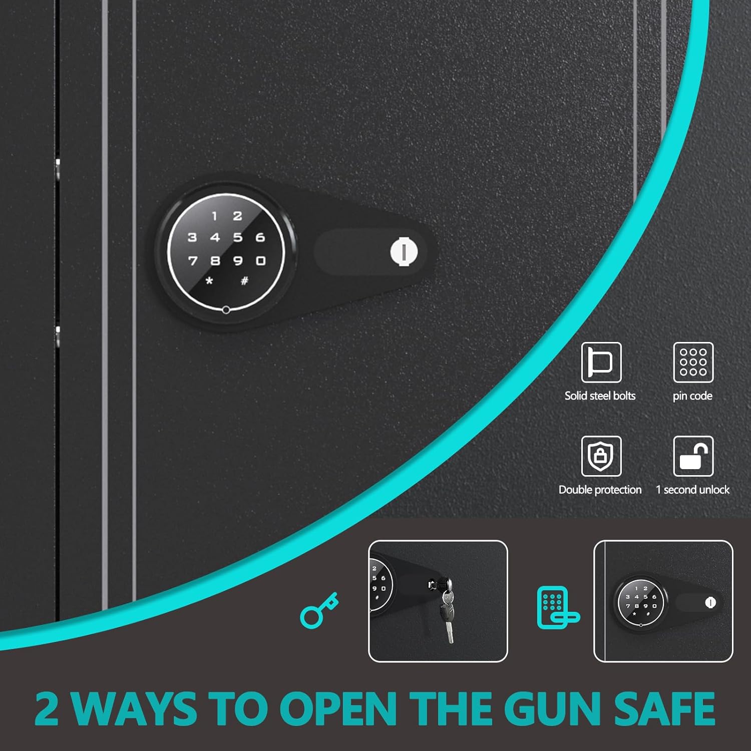 KAER 10-12 Gun Safe,Gun Safes & cabinets,Gun Safes for Home Rifles and Pistols, Gun Safes for Home Rifle and Pistols, Quick Access Gun Safes for Rifles and Shotguns with Keypad,Silent Mode