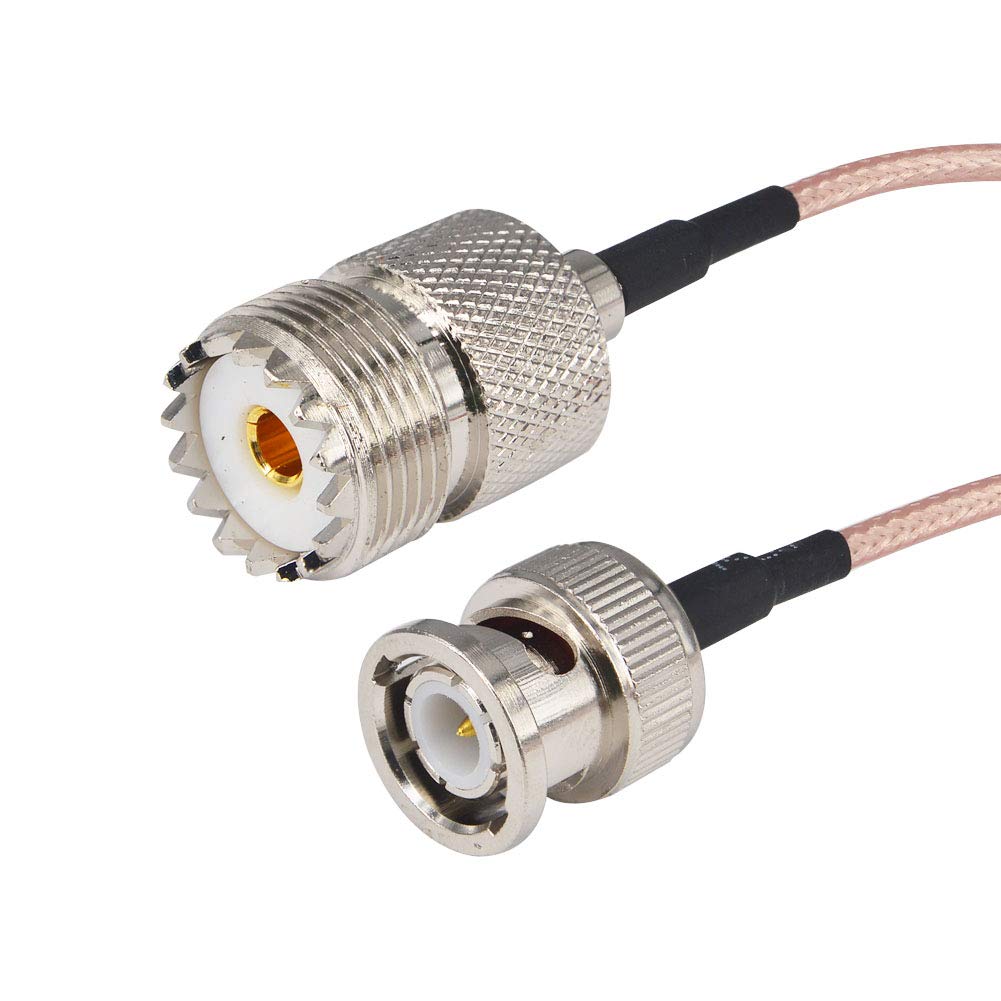 onelinkmore Coax Mobile to Base Antenna Cable BNC to UHF Cable SO239 Female to BNC Male Coax Antenna Jumper Cable UHF VHF Radio Coaxial Antenna Cable for Vehicle Base Antenna Cord Ham Radio Scanner